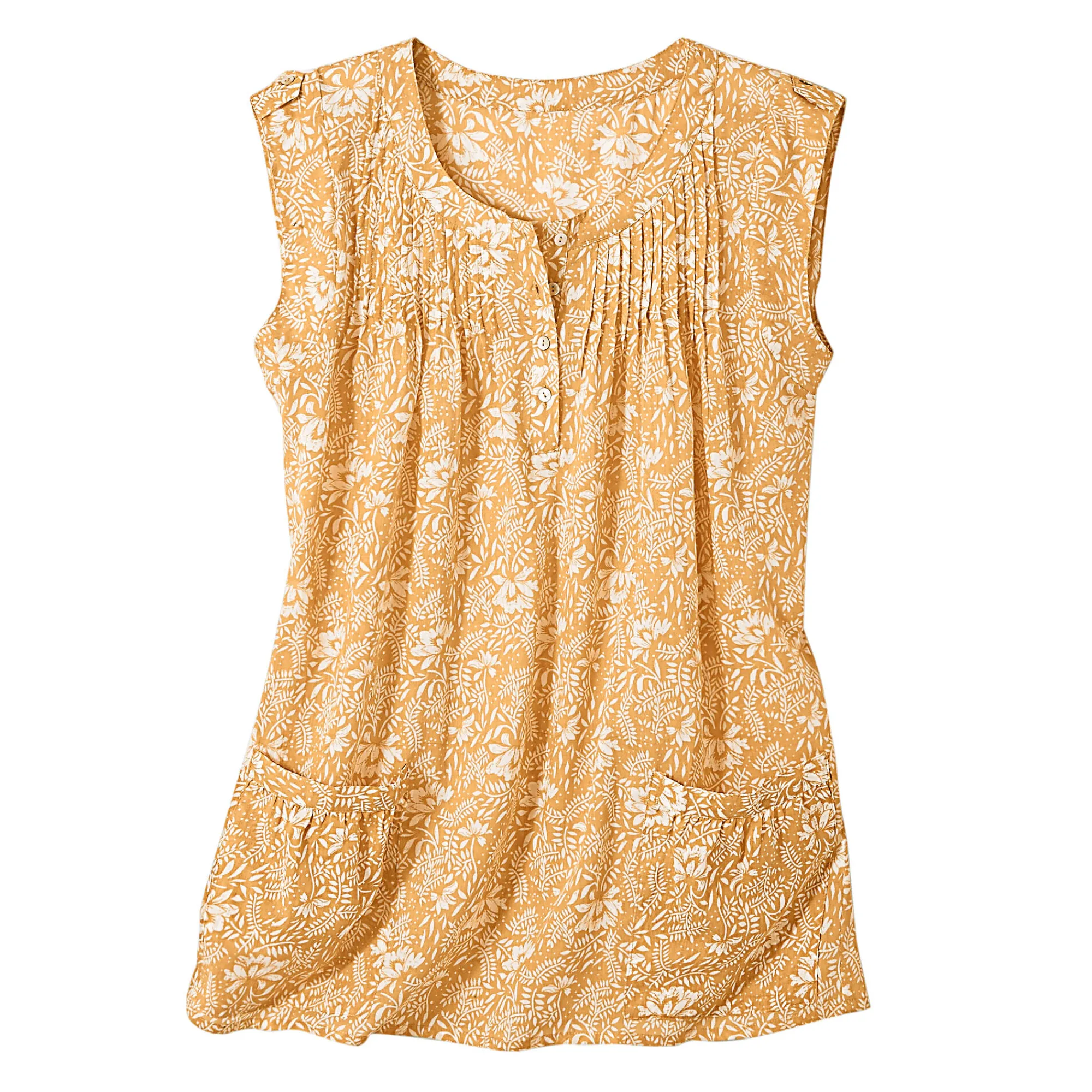 Bloes En Tuniek<Blancheporte Tweekleurige, bedrukte tuniek honing / wit