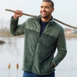 Sweater|Trui En Vest<Blancheporte Tweekleurige blouson met rits, fleece met pluchetouch groen / kaki