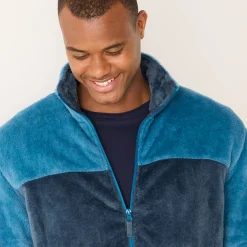 Sweater|Trui En Vest<Blancheporte Tweekleurige blouson met rits, fleece met pluchetouch eendenblauw / marine