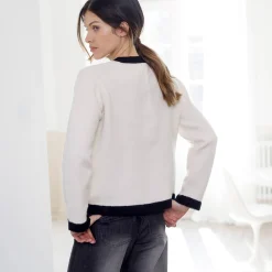 Trui En Vest<Blancheporte Tweekleurige cardigan in jasjesstijl, jerseytricot ecru / zwart