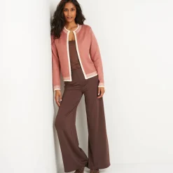 Trui En Vest<Blancheporte Tweekleurige cardigan, ronde hals rozenhout / ecru