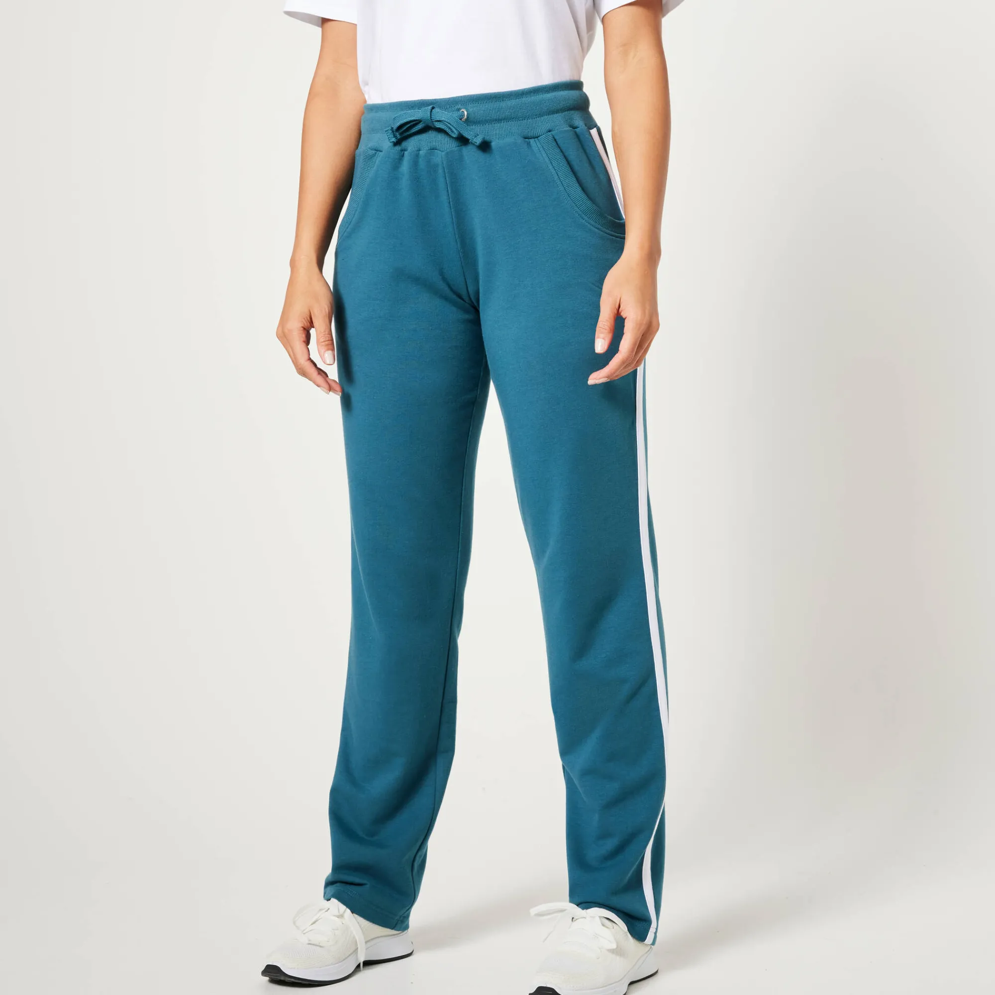 Broek<Blancheporte Tweekleurige joggingbroek eendenblauw / wit