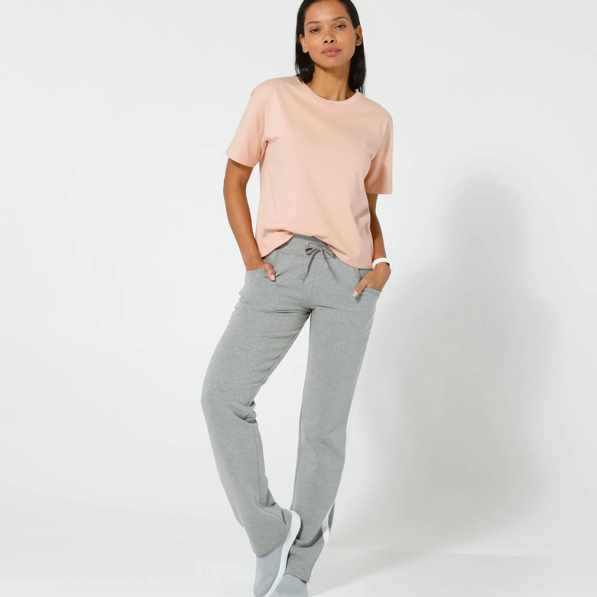 Broek<Blancheporte Tweekleurige joggingbroek chiné grijs / wit
