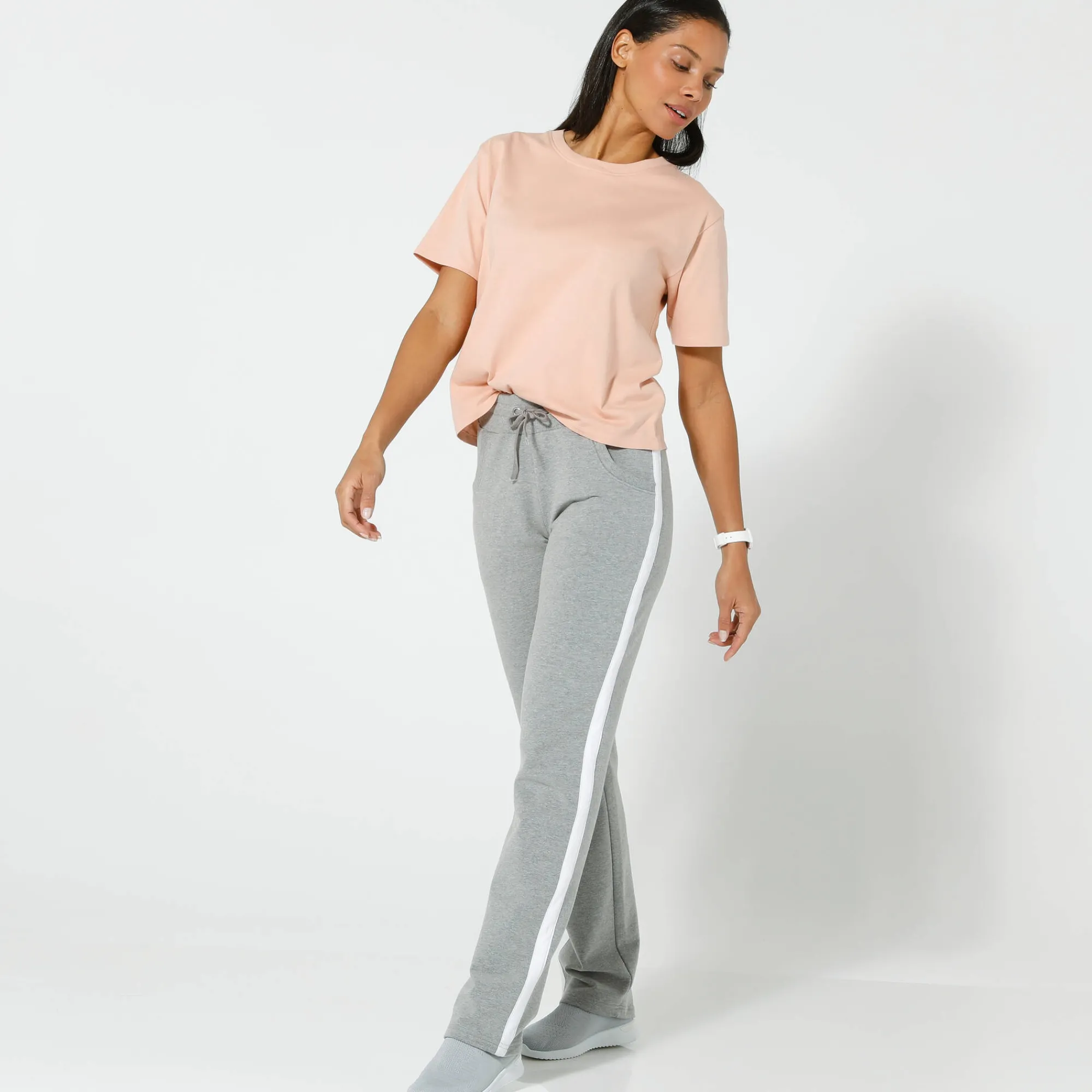 Broek<Blancheporte Tweekleurige joggingbroek chiné grijs / wit