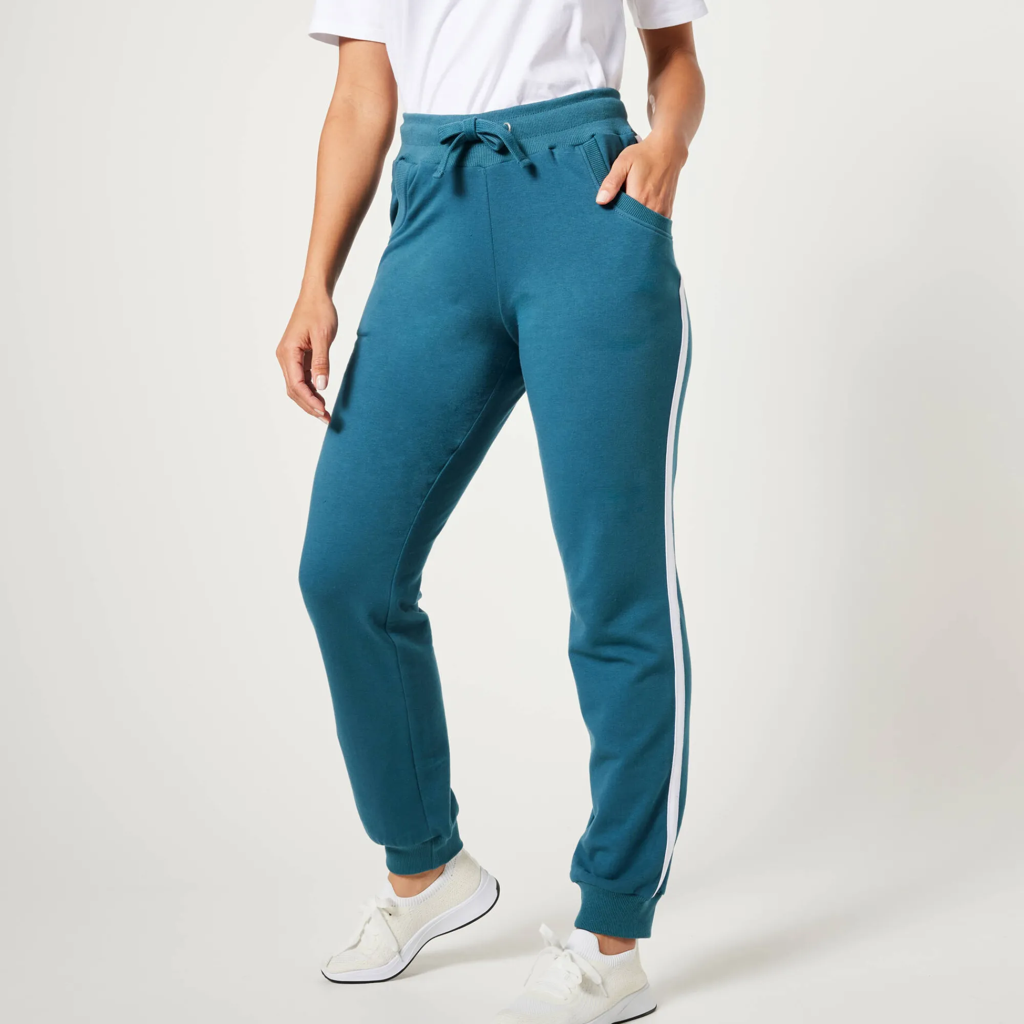 Broek<Blancheporte Tweekleurige joggingbroek eendenblauw / wit