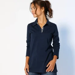 T-Shirt En Topje<Blancheporte Tweekleurige polo in jerseytricot marine / grijs