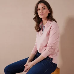 T-Shirt En Topje<Blancheporte Tweekleurige polo in jerseytricot poederroze / grijs