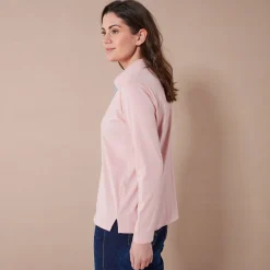 T-Shirt En Topje<Blancheporte Tweekleurige polo in jerseytricot poederroze / grijs