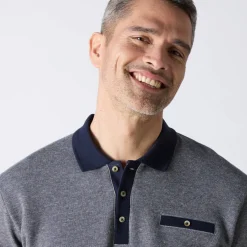 T-Shirt, Hemd En Polo<Blancheporte Tweekleurige polo in warm tricot, lange mouwen marine