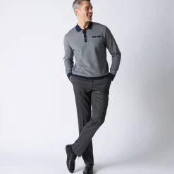 T-Shirt, Hemd En Polo<Blancheporte Tweekleurige polo in warm tricot, lange mouwen marine