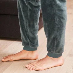 Pyjama En Kamerjas<Blancheporte Tweekleurige pyjama in fleece met lange mouwen kaki
