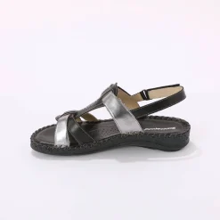 Sandalen En Espadrilles|Schoenen<Blancheporte Tweekleurige sandalen in extrasoepel leer - zwart