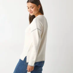 Trui En Vest<Blancheporte Tweekleurige trui in streelzacht tricot ecru