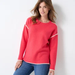 Trui En Vest<Blancheporte Tweekleurige trui in streelzacht tricot roze