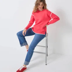 Trui En Vest<Blancheporte Tweekleurige trui in streelzacht tricot roze