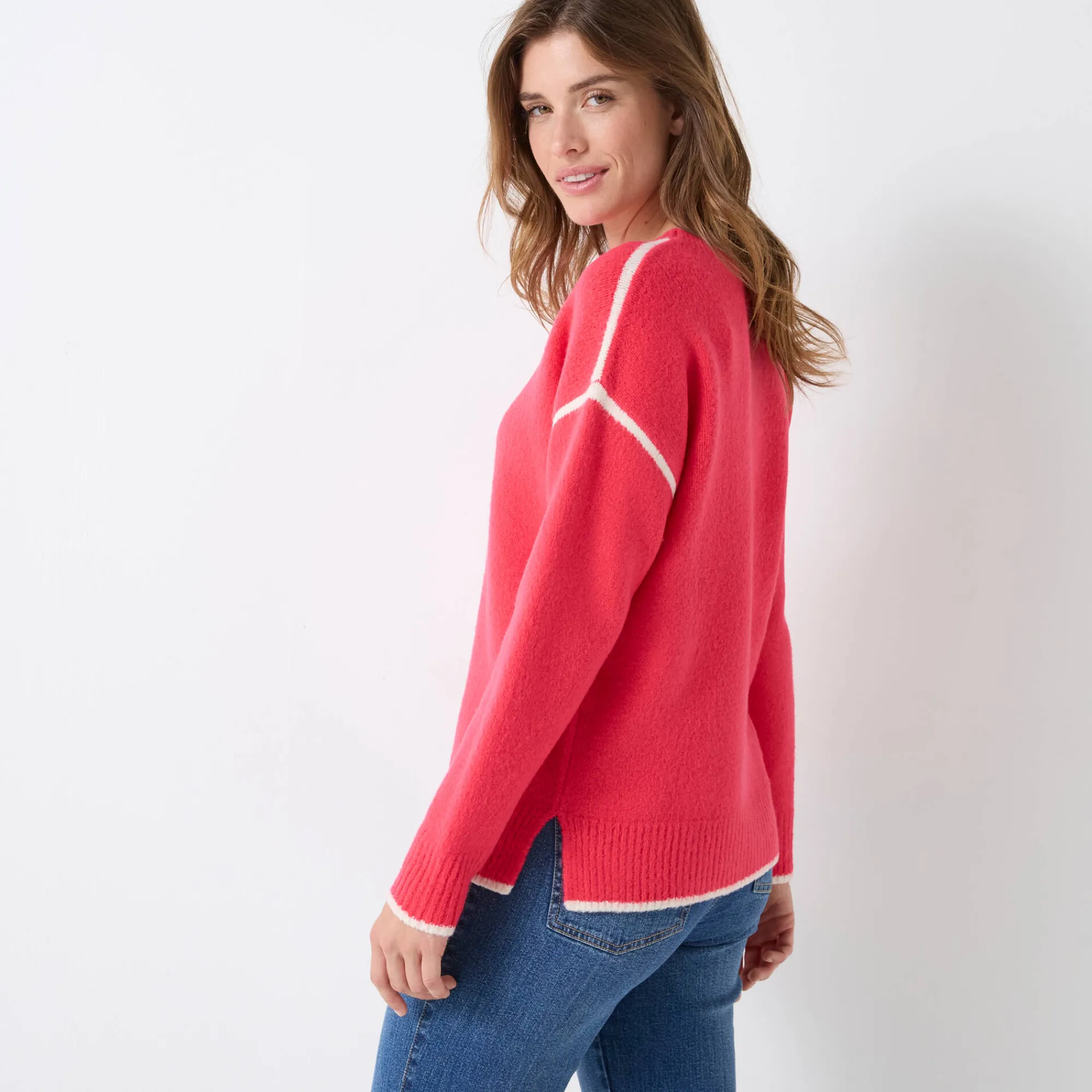 Trui En Vest<Blancheporte Tweekleurige trui in streelzacht tricot roze