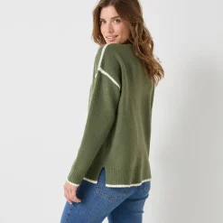 Trui En Vest<Blancheporte Tweekleurige trui in streelzacht tricot kaki