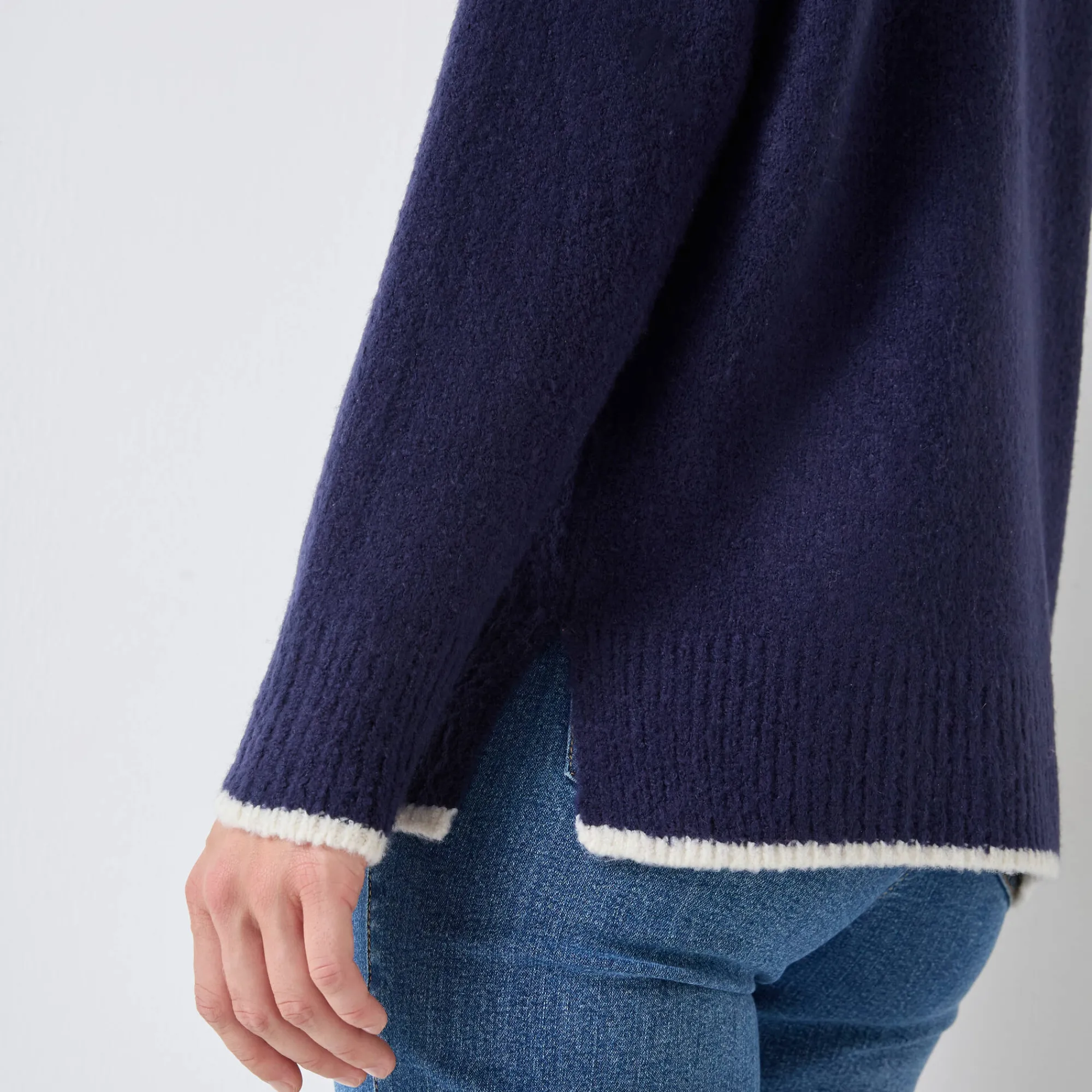 Trui En Vest<Blancheporte Tweekleurige trui in streelzacht tricot marine