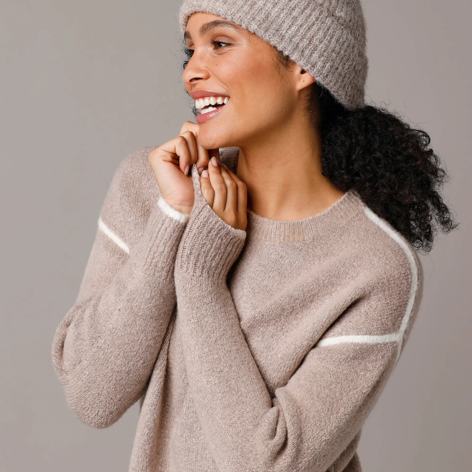Trui En Vest<Blancheporte Tweekleurige trui in streelzacht tricot chiné beige