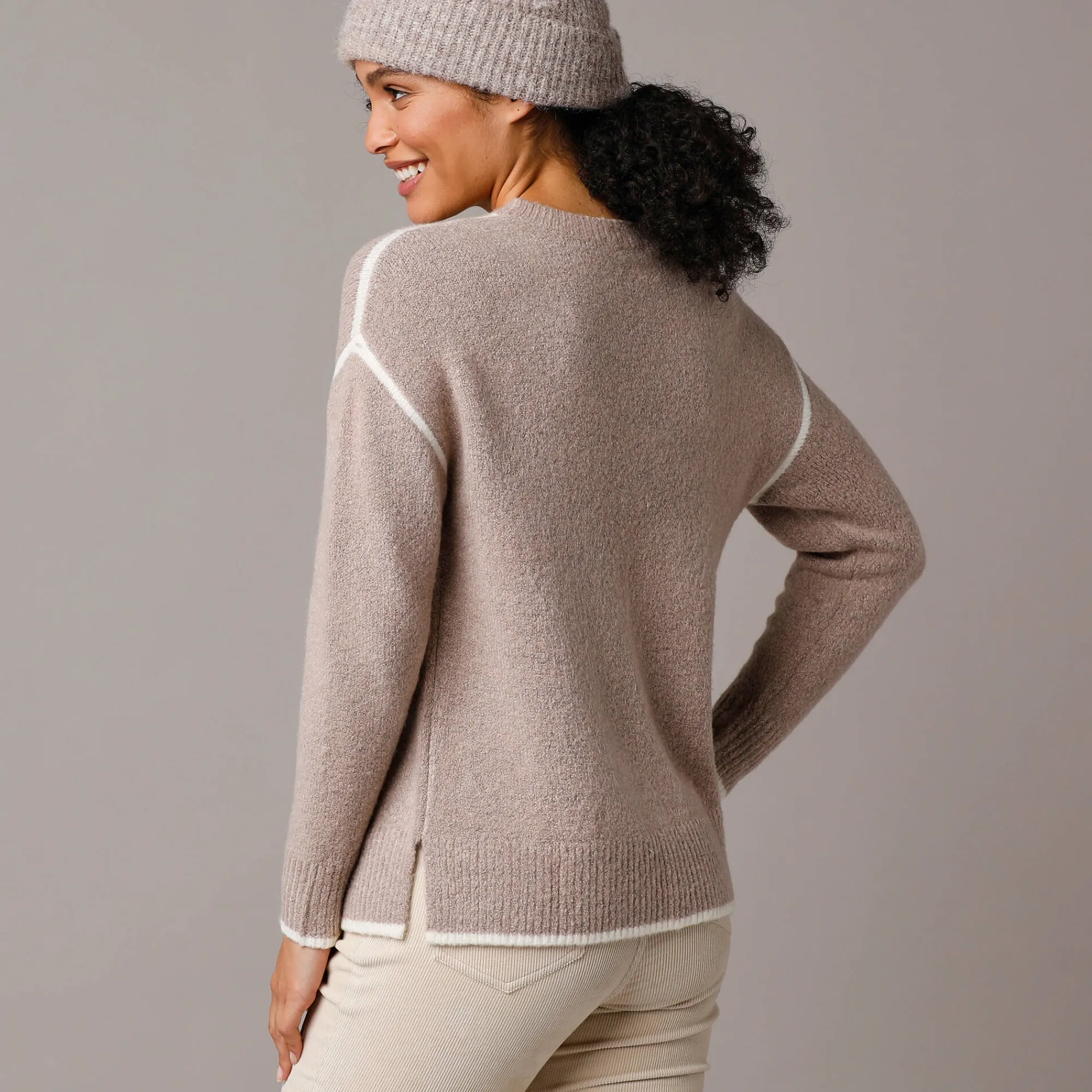 Trui En Vest<Blancheporte Tweekleurige trui in streelzacht tricot chiné beige