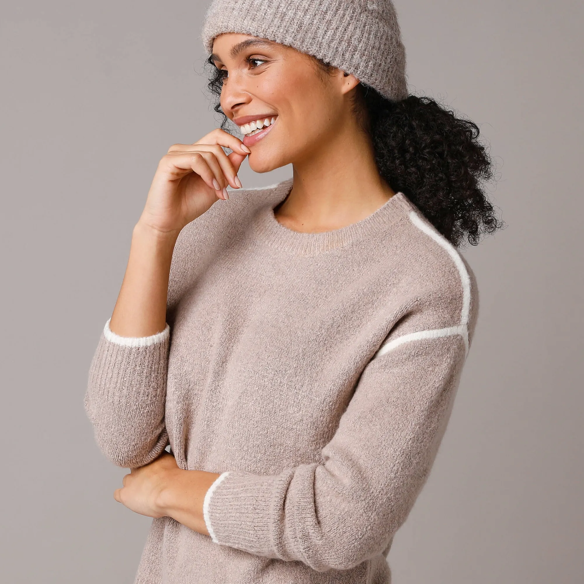 Trui En Vest<Blancheporte Tweekleurige trui in streelzacht tricot chiné beige