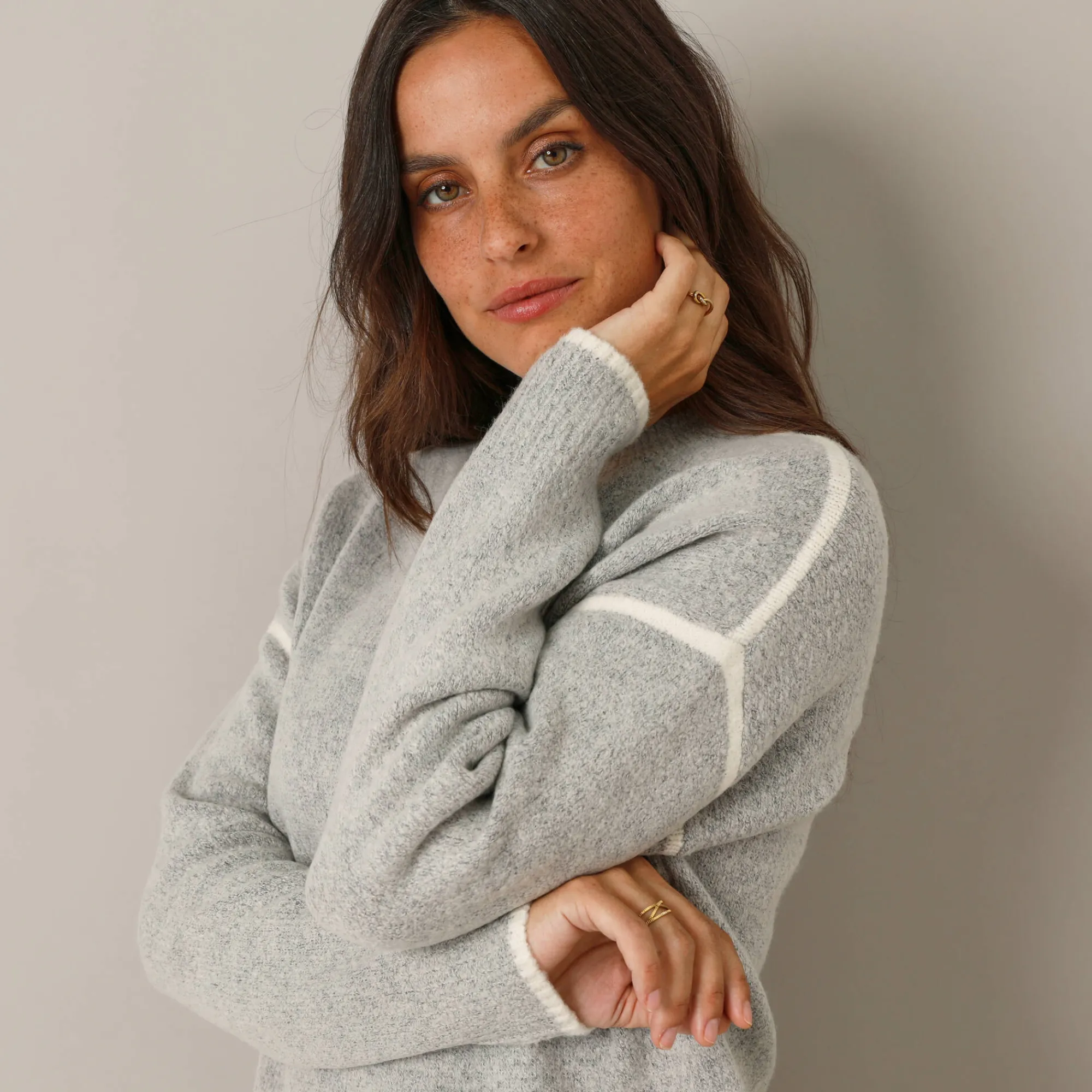Trui En Vest<Blancheporte Tweekleurige trui in streelzacht tricot chiné grijs