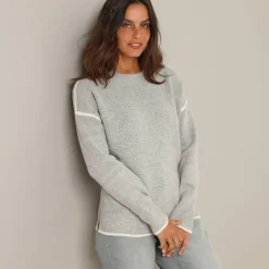 Trui En Vest<Blancheporte Tweekleurige trui in streelzacht tricot chiné grijs