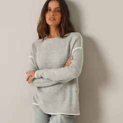Trui En Vest<Blancheporte Tweekleurige trui in streelzacht tricot chiné grijs
