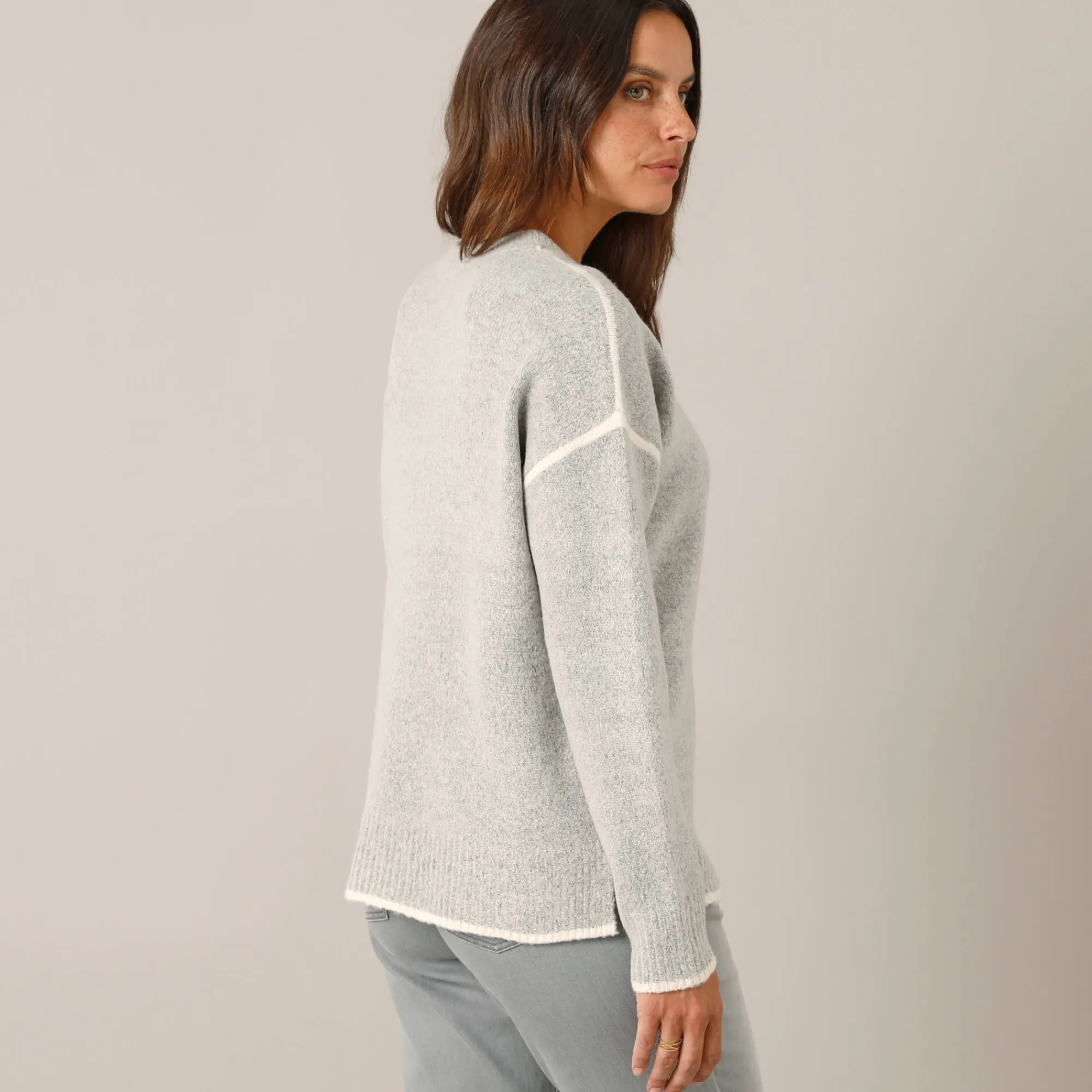 Trui En Vest<Blancheporte Tweekleurige trui in streelzacht tricot chiné grijs