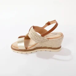 Sandalen En Espadrilles|Schoenen<Blancheporte Tweemateriaal touw sleehakken goudkleurig