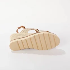 Sandalen En Espadrilles|Schoenen<Blancheporte Tweemateriaal touw sleehakken goudkleurig