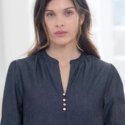 Jurk<Blancheporte Uitlopende hoesjurk, licht denim used black
