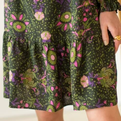 Jurk<Blancheporte Uitlopende jurk met stroken aan de hals, bedrukt kaki