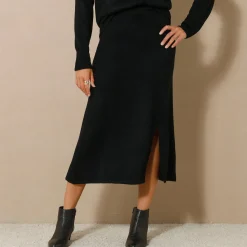 Rok<Blancheporte Uitlopende rok in midimodel, tricot zwart