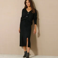 Rok<Blancheporte Uitlopende rok in midimodel, tricot zwart
