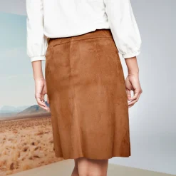 Rok<Blancheporte Uitlopende rok, suedine karamel