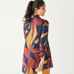 Bloes En Tuniek<Blancheporte Uitlopende tuniek met knopen en grafische print marine / kerrie