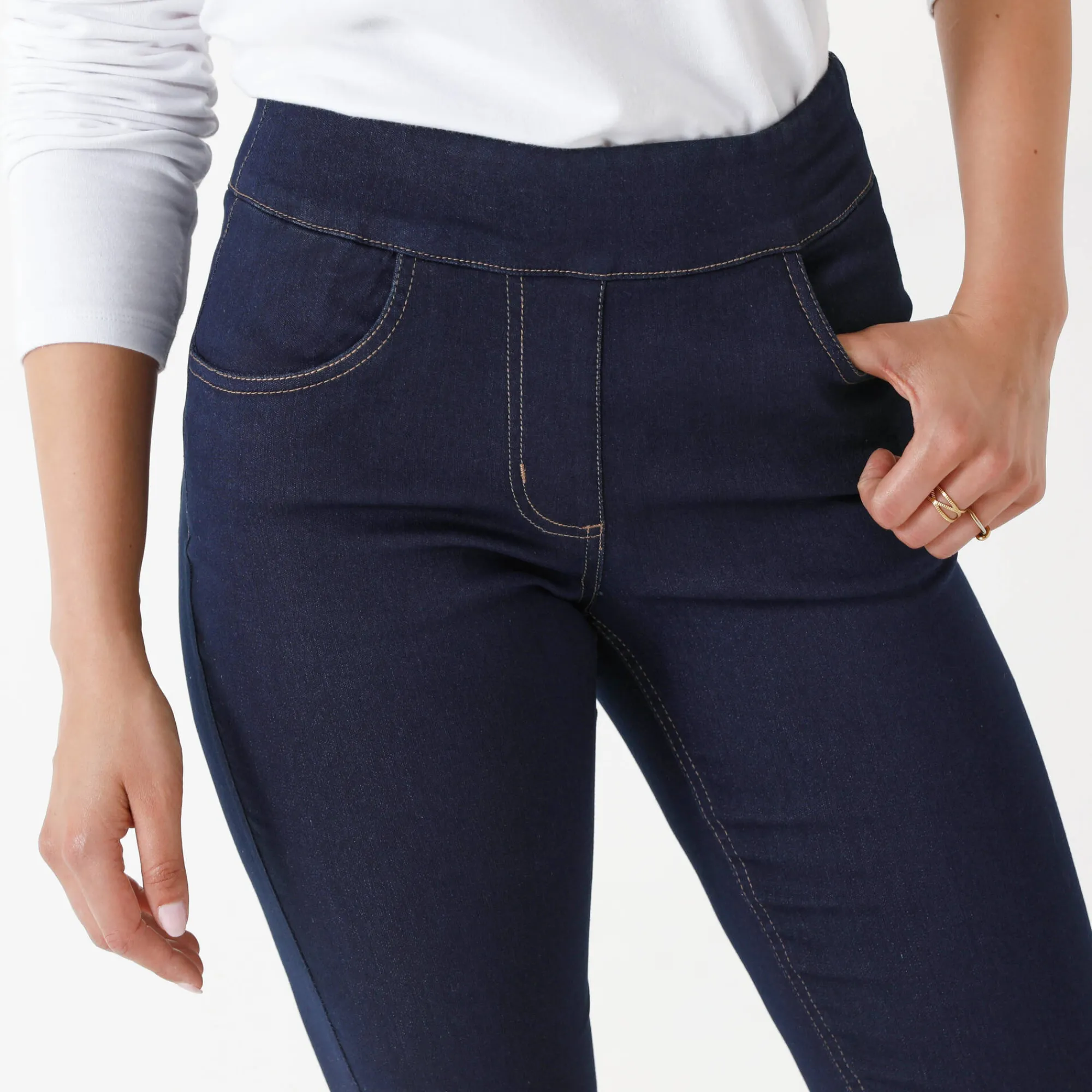 Jeans|Broek<Blancheporte Ultracomfortabele bootcut jeans, kleine lengte dark blue