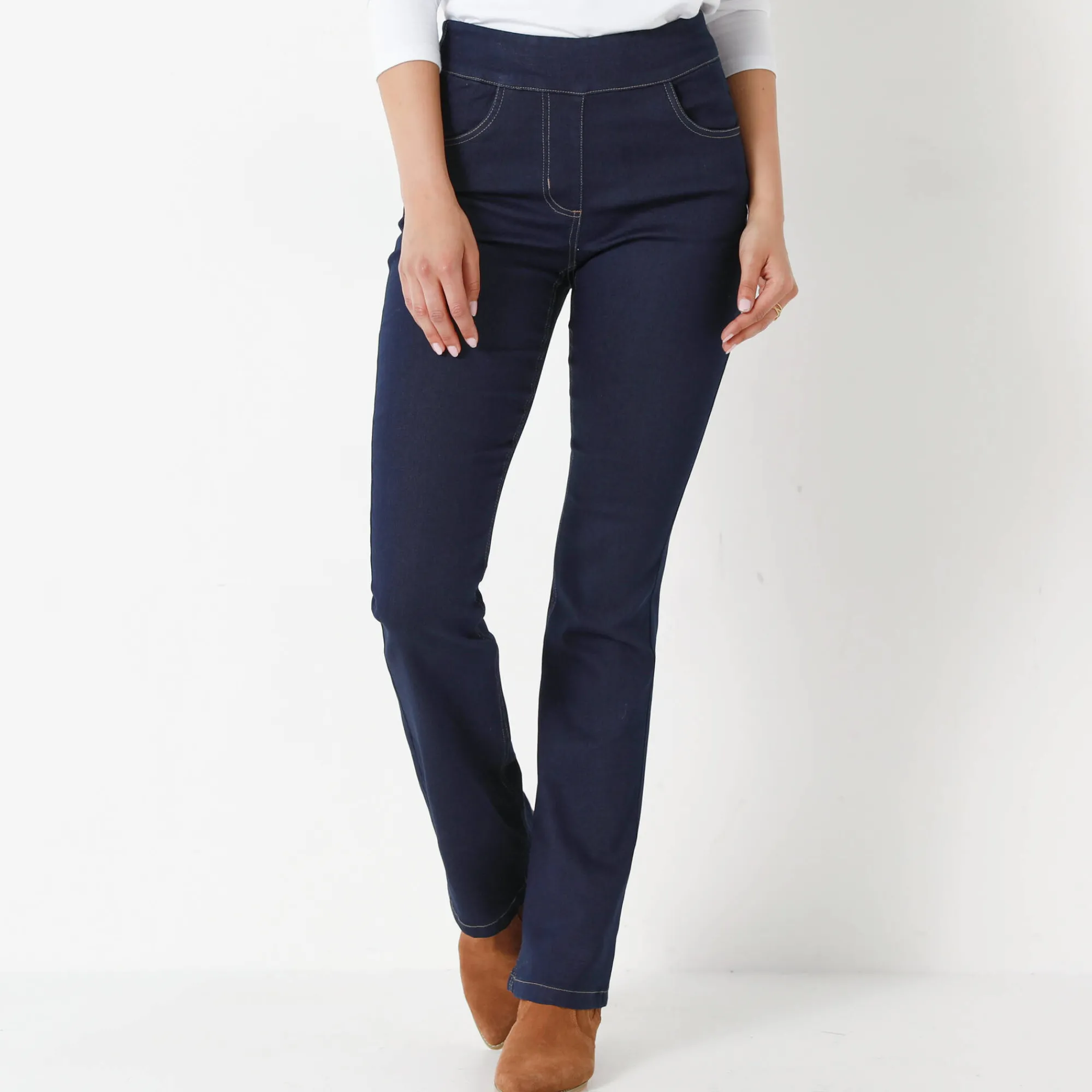 Jeans|Broek<Blancheporte Ultracomfortabele bootcut jeans, kleine lengte dark blue