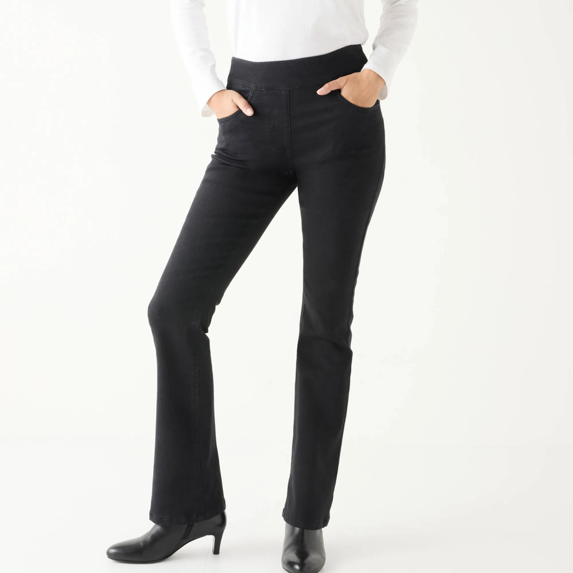 Jeans|Broek<Blancheporte Ultracomfortabele bootcut jeans, grote lengte black