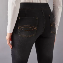 Jeans<Blancheporte Ultracomfortabele bootcutjeans, tricot met denimeffect, kleine lengte black