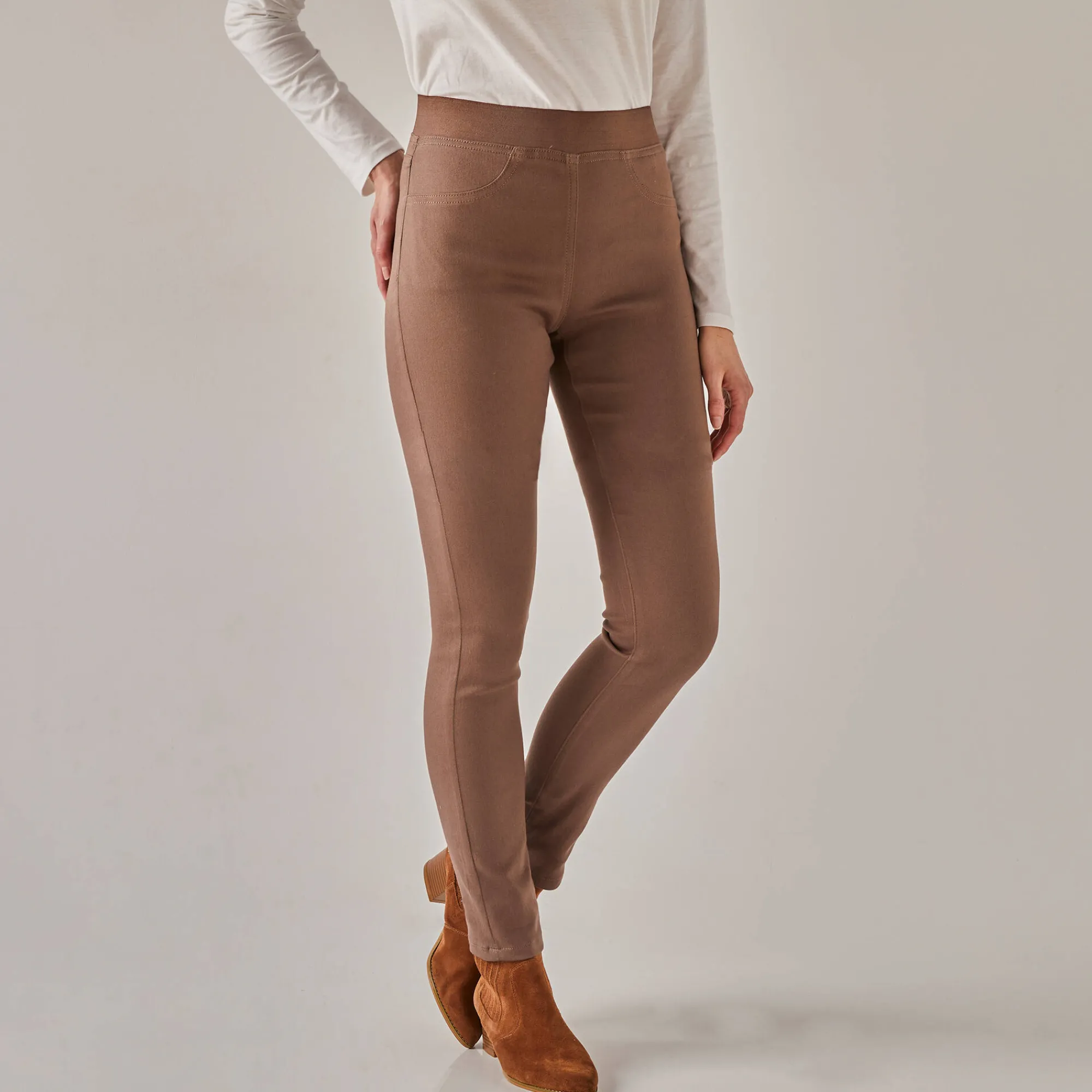 Jeans<Blancheporte Ultracomfortabele jegging met elastische taille - kleine lengte marron glacé
