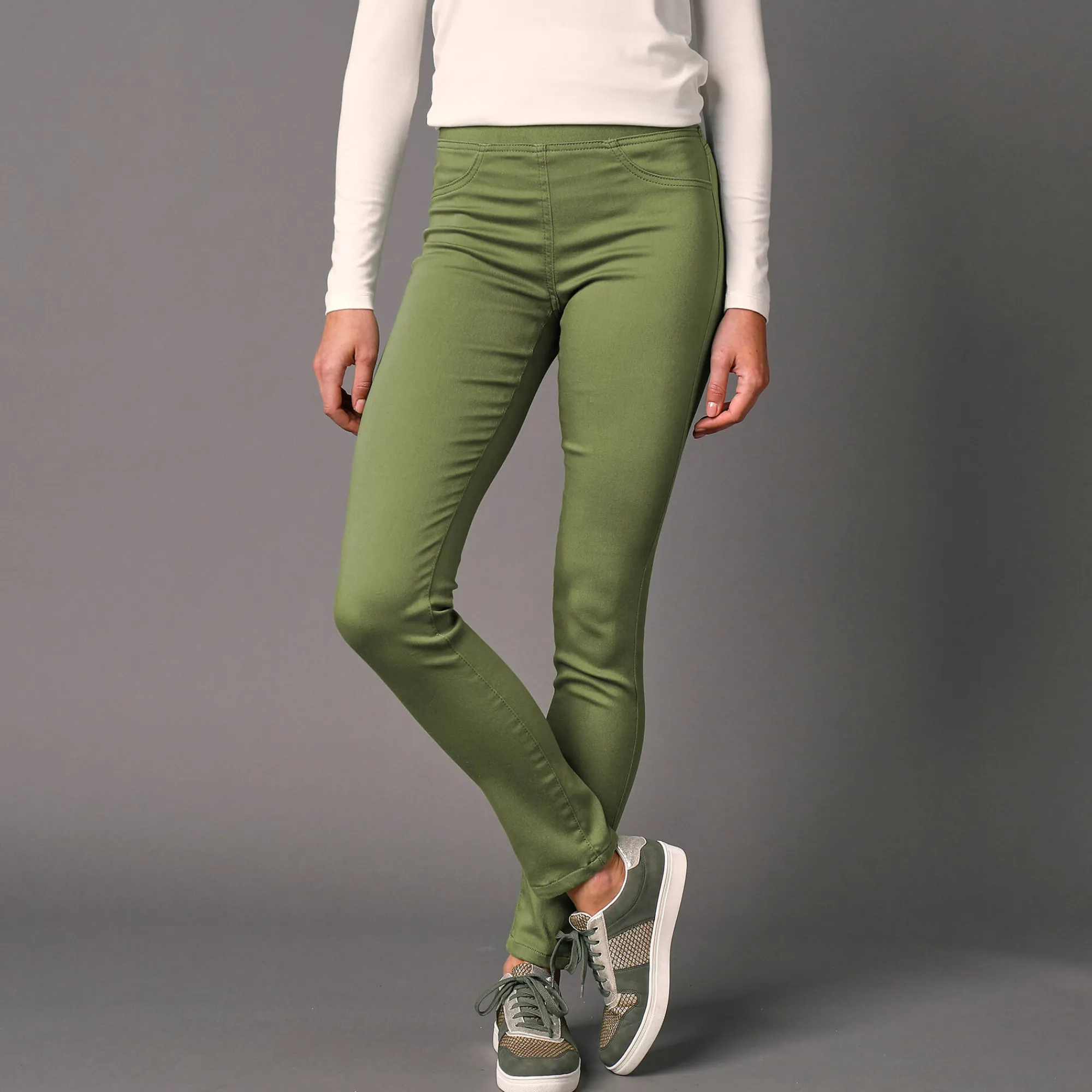 Jeans|Broek<Blancheporte Ultracomfortabele jegging met elastische taille - kleine lengte linde