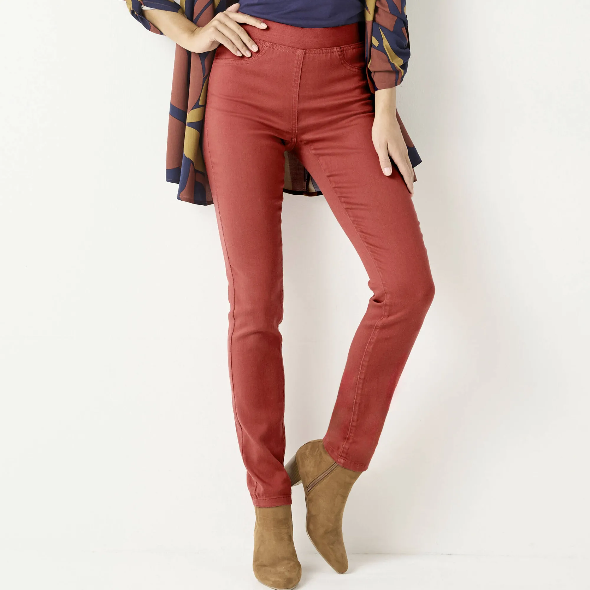 Jeans|Broek<Blancheporte Ultracomfortabele jegging met elastische taille - grote lengte tomette