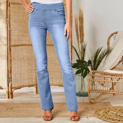 Jeans<Blancheporte Ultrarekbare bootcut jeans, tricot met jeansaspect, grote lengte bleached