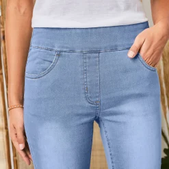 Jeans<Blancheporte Ultrarekbare bootcut jeans, tricot met jeansaspect, grote lengte bleached