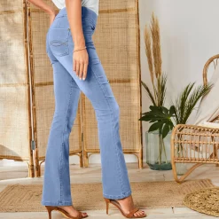 Jeans<Blancheporte Ultrarekbare bootcut jeans, tricot met jeansaspect, grote lengte bleached