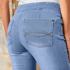 Jeans<Blancheporte Ultrarekbare bootcut jeans, tricot met jeansaspect, grote lengte bleached