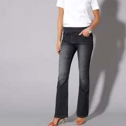 Jeans<Blancheporte Ultrarekbare bootcut jeans, tricot met jeansaspect, grote lengte black