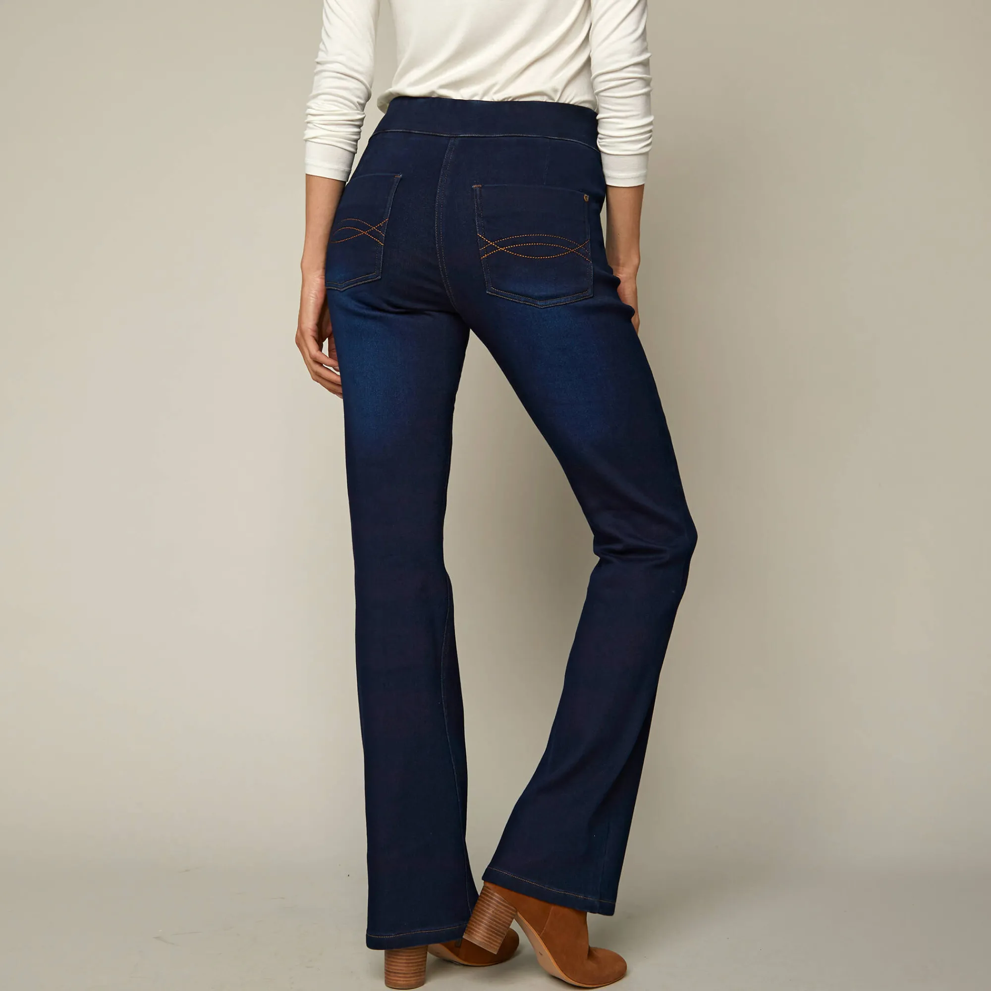 Jeans<Blancheporte Ultrarekbare bootcut jeans, tricot met jeansaspect, grote lengte dark blue